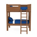 Wooden Double Bunk Bed Isolated