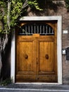 Wooden double door entrance