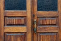 Details of classic architecture building entrance. Doorknob closeup Royalty Free Stock Photo