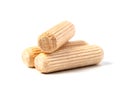 Wooden dowels close-up isolated