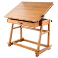 Wooden drafting table with adjustable tilt-top surface Royalty Free Stock Photo