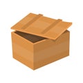 Wooden drawer. Box package. Container for delivery or shipping. Illustration isolated on white background Royalty Free Stock Photo