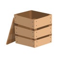 Wooden drawer. Box package. Transportation container or empty wood crate, cargo distribution pack