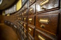 Wooden drawers in an old library Royalty Free Stock Photo