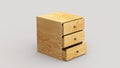 Wooden dresser. Gray background. 3d render Royalty Free Stock Photo