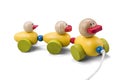 Wooden duck toy family train with colorful parts isolated over w Royalty Free Stock Photo