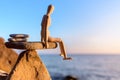 Wooden dummy in balance Royalty Free Stock Photo