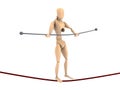 Wooden dummy balancing on the rope