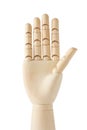 Wooden dummy hand with five fingers up Royalty Free Stock Photo