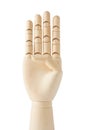 Wooden dummy hand with four fingers up Royalty Free Stock Photo
