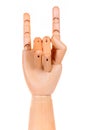 Wooden dummy hand love sign Royalty Free Stock Photo