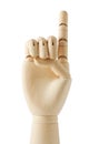 Wooden dummy hand with one finger up Royalty Free Stock Photo