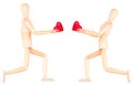 Wooden Dummy holding red heart Royalty Free Stock Photo