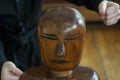wooden dummy for martial arts, person practicing punches