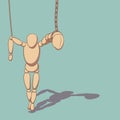 Wooden dummy on a rope