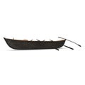 Wooden Durham Boat on white. Top view. 3D illustration