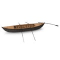 Wooden Durham Boat on white. Top view. 3D illustration