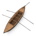 Wooden Durham Boat on white. Top view. 3D illustration