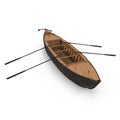 Wooden Durham Boat on white. Top view. 3D illustration