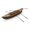 Wooden Durham Boat on white. Top view. 3D illustration