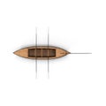 Wooden Durham Boat on white. Top view. 3D illustration Royalty Free Stock Photo