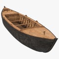 Wooden Durham Boat on white. Top view. 3D illustration