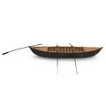 Wooden Durham Boat on white. Top view. 3D illustration