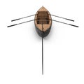 Wooden Durham Boat on white. Top view. 3D illustration