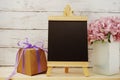 Wooden easel artist black with space copy background