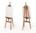 Wooden easel with blank canvas,