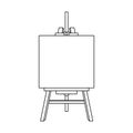 Wooden Easel with Blank Canvas Outline Icon Illustration on White Background Royalty Free Stock Photo