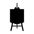 Wooden Easel with Blank Canvas Silhouette. Black and White Icon Design Elements on Isolated White Background Royalty Free Stock Photo