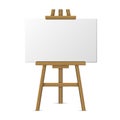 Wooden Easel with Blank Canvas on White Background. Vector