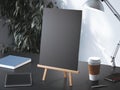 Wooden easel with blank frame. 3d rendering Royalty Free Stock Photo