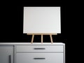 Wooden easel with blank frame. 3d rendering Royalty Free Stock Photo