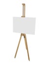 Wooden easel with blank picture canvas isolated on white Royalty Free Stock Photo