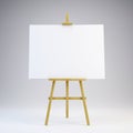 Wooden easel with blank white canvas Royalty Free Stock Photo