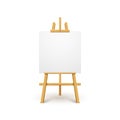 Wooden easel canvas board isolated stand. Blank empty vector easel poster billboard