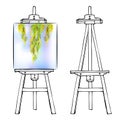 Wooden easel and canvas Royalty Free Stock Photo