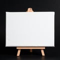 Wooden easel on a dark background.