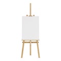 Wooden easel with an empty mockup. Isolated on white background. Royalty Free Stock Photo