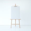 Wooden easel with empty white canvas. 3d rendering Royalty Free Stock Photo