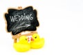 Wooden easel mini blackboard, text WEDDING