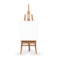 Wooden easel with mock up blank Canvas isolated flat design vector illustration on white background Royalty Free Stock Photo