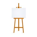 Wooden easel for painting Isolated on white background. Blank art board and wooden easel. Vector illustration Royalty Free Stock Photo