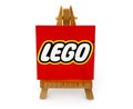 Wooden easel paper with word Lego