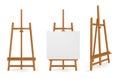 Wooden easels or painting art boards, white canvas