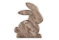 Wooden Easter Bunny shape isolated on white