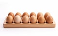 Wooden Egg Holder Tray on White Background Royalty Free Stock Photo