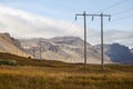Wooden electric power poles, Iceland Royalty Free Stock Photo